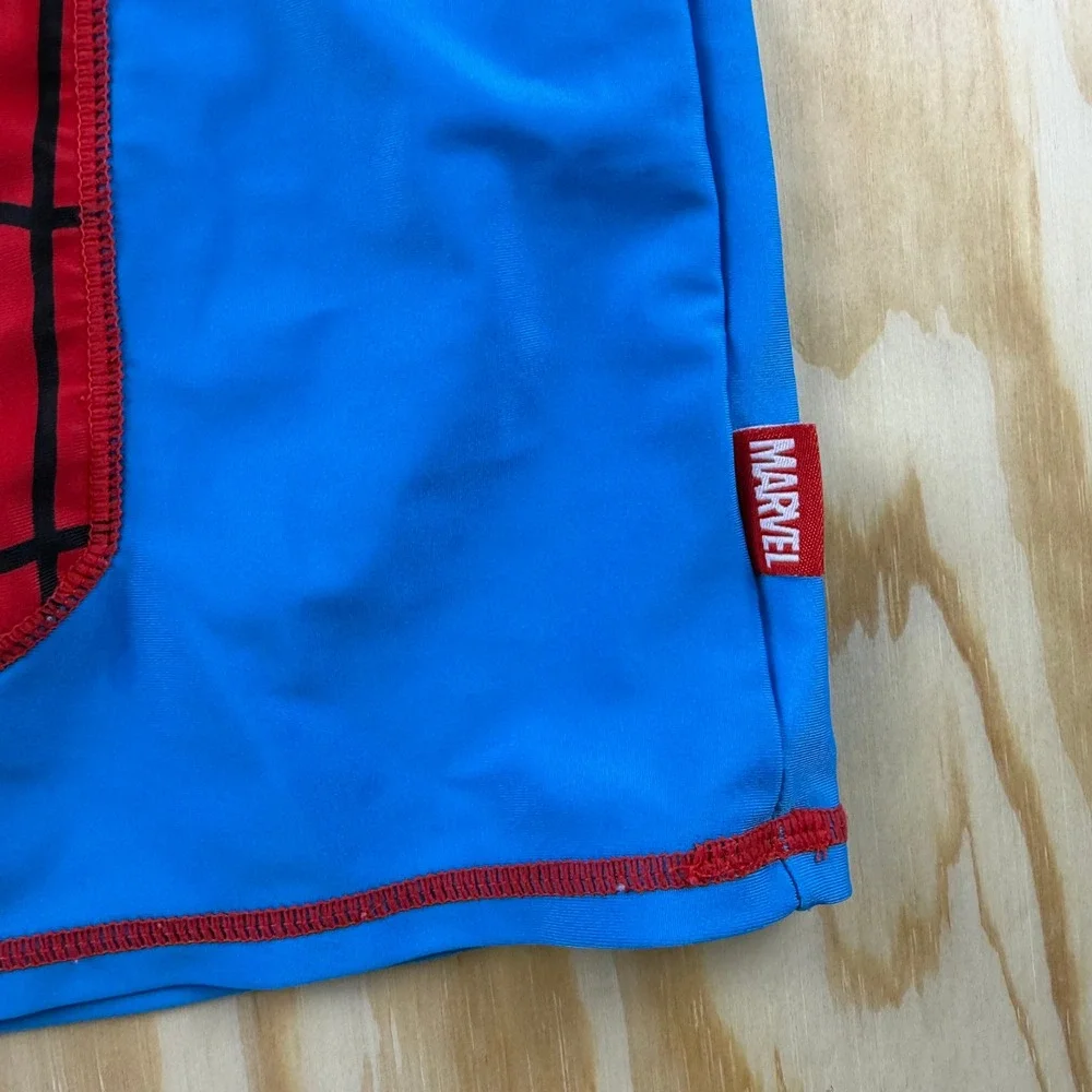 Disney Marvel Spiderman Rash Guard Swim Shirt Red Blue Kids Size 7/8